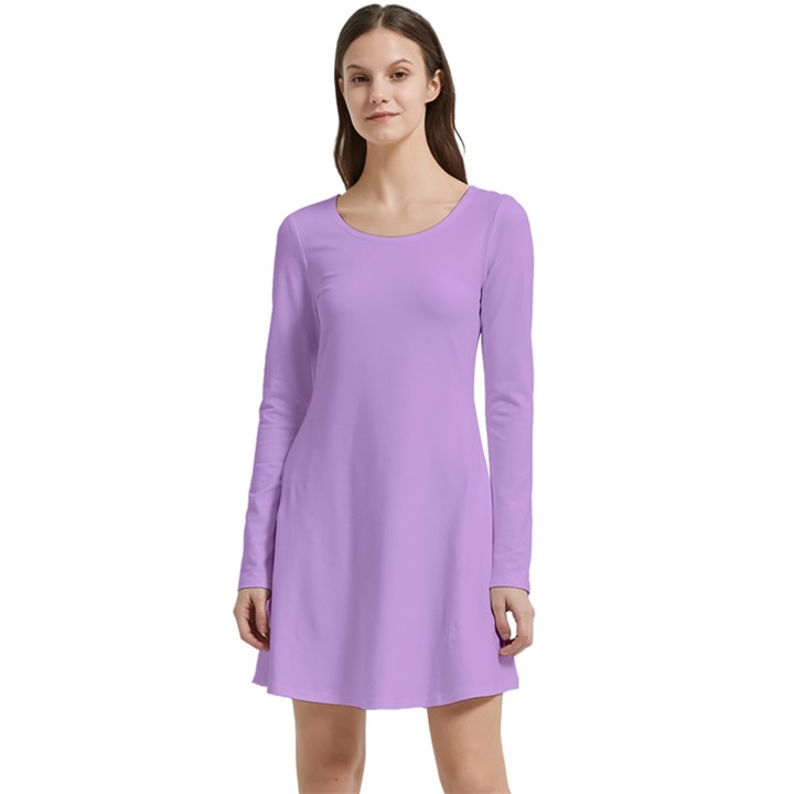 Luscious Lavender Hex #cca3e7 Long Sleeve Velour Skater Dress