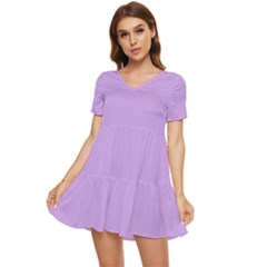 Luscious Lavender Hex #cca3e7 Tiered Short Sleeve Babydoll Dress by dressshop