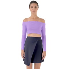 Luscious Lavender Hex #cca3e7 Long Sleeve Off Shoulder Crop Top by dressshop