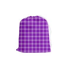 Purple Plaid Tartan 3 Drawstring Pouch (medium) by dressshop