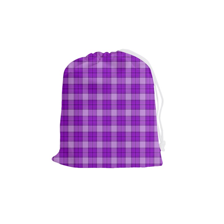 Purple Plaid Tartan 3 Drawstring Pouch (Medium)