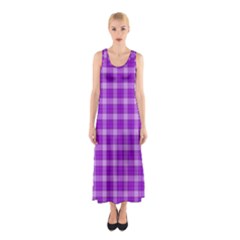 Purple Plaid Tartan 3 Sleeveless Maxi Dress by dressshop