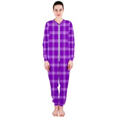 Purple Plaid Tartan 3 Onepiece Jumpsuit (ladies) by dressshop