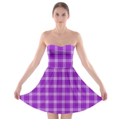 Purple Plaid Tartan 3 Strapless Bra Top Dress by dressshop