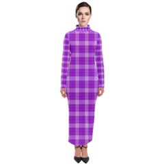 Purple Plaid Tartan 3 Turtleneck Maxi Dress by dressshop