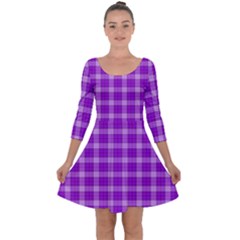 Purple Plaid Tartan 3 Quarter Sleeve Skater Dress by dressshop