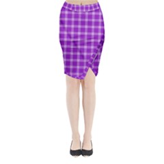 Purple Plaid Tartan 3 Midi Wrap Pencil Skirt by dressshop