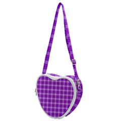 Purple Plaid Tartan 3 Heart Shoulder Bag by dressshop