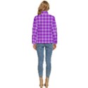 Purple Plaid Tartan 3 Women s Puffer Bubble Jacket Coat View4