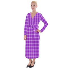 Purple Plaid Tartan 3 Velvet Maxi Wrap Dress by dressshop