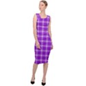 Purple Plaid Tartan 3 Sleeveless Pencil Dress View3