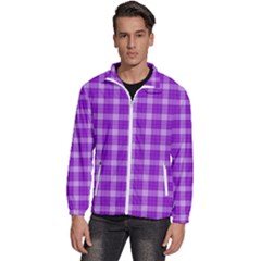 Purple Plaid Tartan 3 Men s High Neck Windbreaker by dressshop