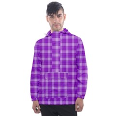 Purple Plaid Tartan 3 Men s Front Pocket Pullover Windbreaker by dressshop