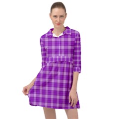 Purple Plaid Tartan 3 Mini Skater Shirt Dress by dressshop