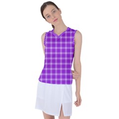 Purple Plaid Tartan 3 Women s Sleeveless Sports Top by dressshop