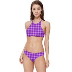 Purple Plaid Tartan 3 Banded Triangle Bikini Set by dressshop