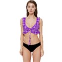 Purple Plaid Tartan 3 Low Cut Ruffle Edge Bikini Top View1