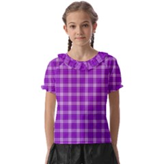 Purple Plaid Tartan 3 Kids  Frill Chiffon Blouse by dressshop