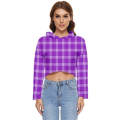 Purple Plaid Tartan 3 Women s Lightweight Cropped Hoodie by dressshop