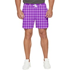 Purple Plaid Tartan 3 Men s Runner Shorts by dressshop