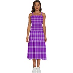 Purple Plaid Tartan 3 Sleeveless Shoulder Straps Boho Dress by dressshop