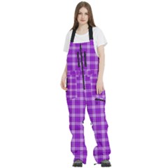 Purple Plaid Tartan 3 Women s Front Zip Ski And Snowboard Bib Pants by dressshop