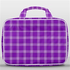 Purple Plaid Tartan 3 Travel Toiletry Bag With Hanging Hook by dressshop