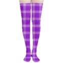 Purple Plaid Tartan 3 Thigh High Stockings View1