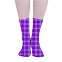 Purple Plaid Tartan 3 Smooth Crew Length Tube Socks View1