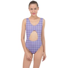 Purple Plaid Tartan 2 Center Cut Out Swimsuit by dressshop