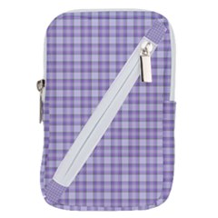 Purple Plaid Tartan 2 Belt Pouch Bag (large) by dressshop