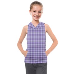 Purple Plaid Tartan 2 Kids  Sleeveless Hoodie by dressshop