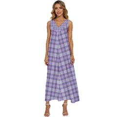 Purple Plaid Tartan 2 V-neck Sleeveless Wide Leg Pants Overalls by dressshop