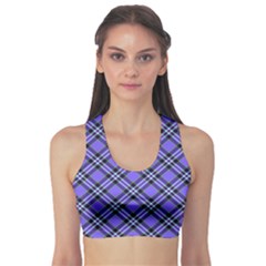 Blue Tartan Plaid 1 Diagonal Fitness Sports Bra by dressshop