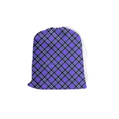 Blue Tartan Plaid 1 Diagonal Drawstring Pouch (medium) by dressshop