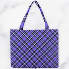 Blue Tartan Plaid 1 Diagonal Mini Tote Bag by dressshop