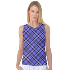 Blue Tartan Plaid 1 Diagonal Women s Basketball Tank Top by dressshop