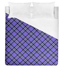 Blue Tartan Plaid 1 Diagonal Duvet Cover (queen Size) by dressshop