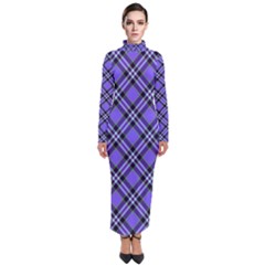 Blue Tartan Plaid 1 Diagonal Turtleneck Maxi Dress by dressshop