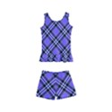 Blue Tartan Plaid 1 Diagonal Kids  Boyleg Swimsuit View1