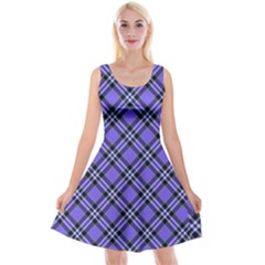 Blue Tartan Plaid 1 Diagonal Reversible Velvet Sleeveless Dress by dressshop