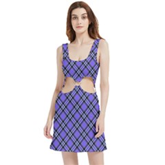 Blue Tartan Plaid 1 Diagonal Velour Cutout Dress by dressshop