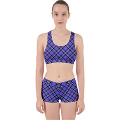 Blue Tartan Plaid 1 Diagonal Work It Out Gym Set by dressshop