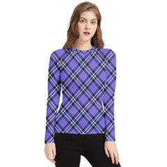 Blue Tartan Plaid 1 Diagonal Women s Long Sleeve Rash Guard by dressshop