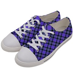 Blue Tartan Plaid 1 Diagonal Men s Low Top Canvas Sneakers by dressshop