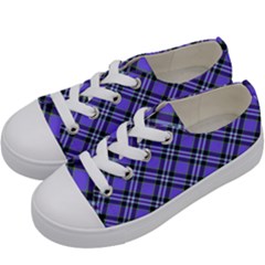 Blue Tartan Plaid 1 Diagonal Kids  Low Top Canvas Sneakers by dressshop