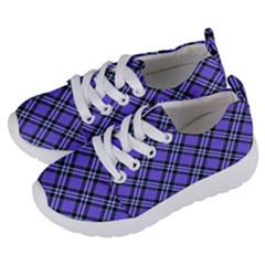 Blue Tartan Plaid 1 Diagonal Kids  Lightweight Sports Shoes by dressshop