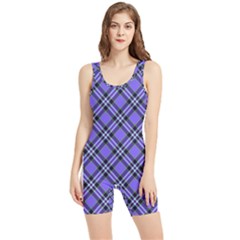 Blue Tartan Plaid 1 Diagonal Women s Wrestling Singlet by dressshop