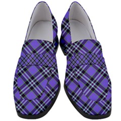 Blue Tartan Plaid 1 Diagonal Women s Chunky Heel Loafers by dressshop