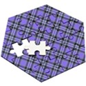 Blue Tartan Plaid 1 Diagonal Wooden Puzzle Hexagon View3